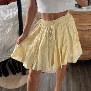 Vintage 90s Gap Butter Yellow Cotton Circle‎ Mini Skirt